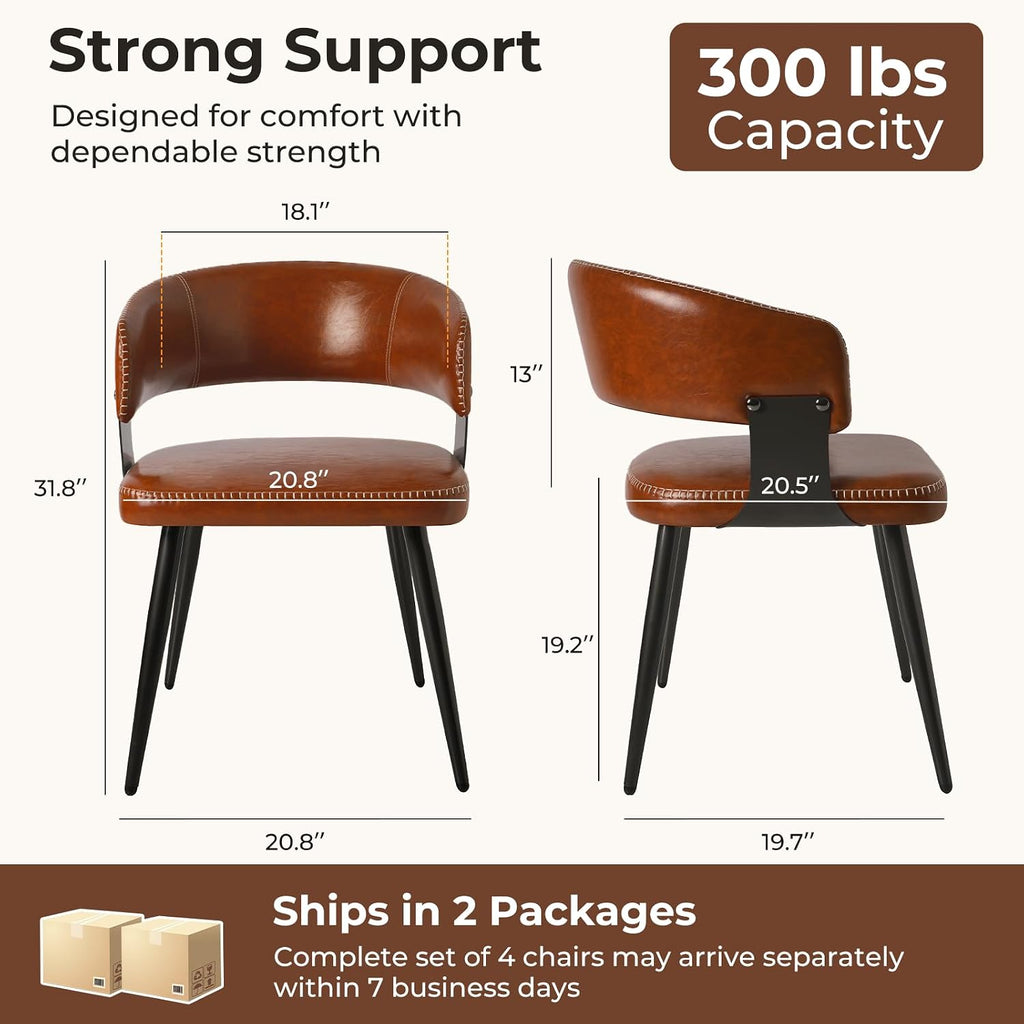 dining chairs set of 4, modern faux leather shown in use