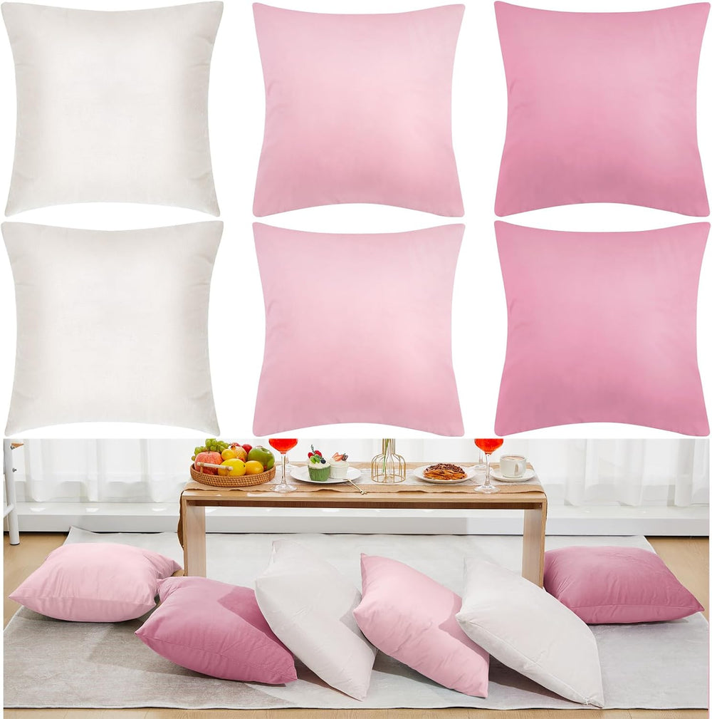 Berlune 12 Pcs Pink Velvet Throw Pillow Covers 18x18 Picnic Cushion Case