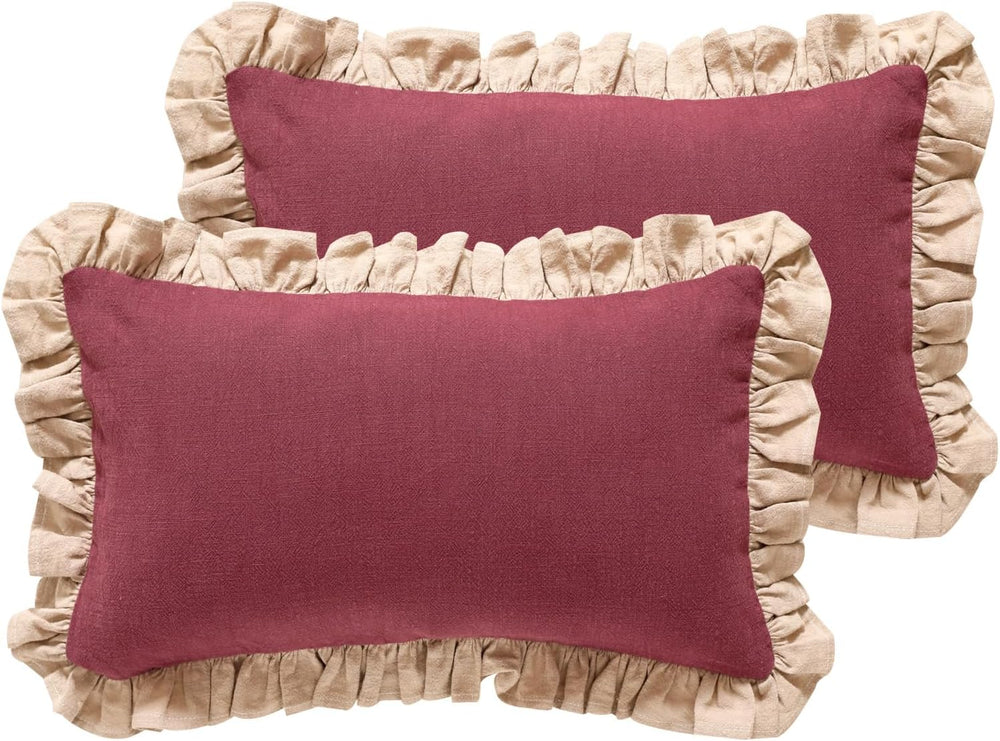 patdrea Designer Vintage Red Throw Pillow Covers,Set of 2,12"x20"