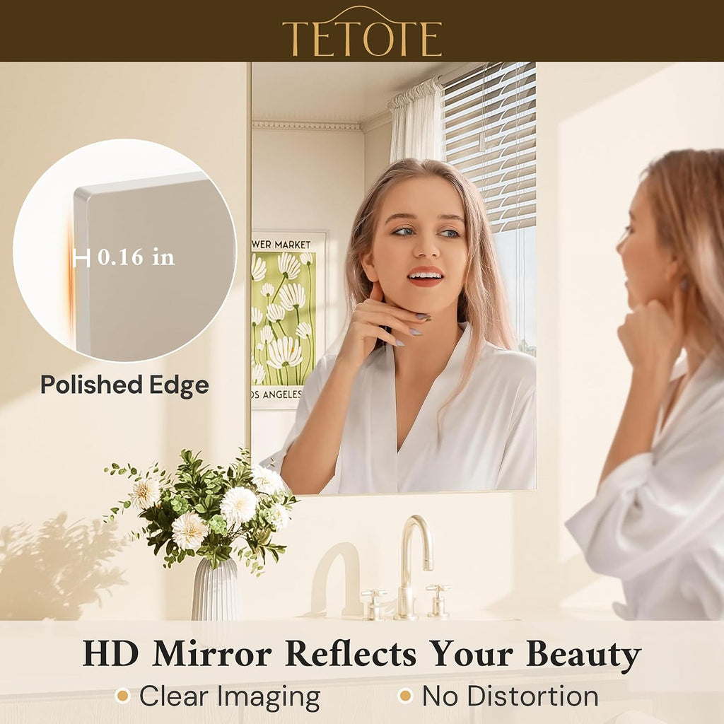TETOTE Frameless Mirror 24" x 30" Frameless Bathroom Mirror for Over Sink with Tempered Glass, Suitable for Bedroom, Entryway, Hallway, Gym, Vertically/Horizontally