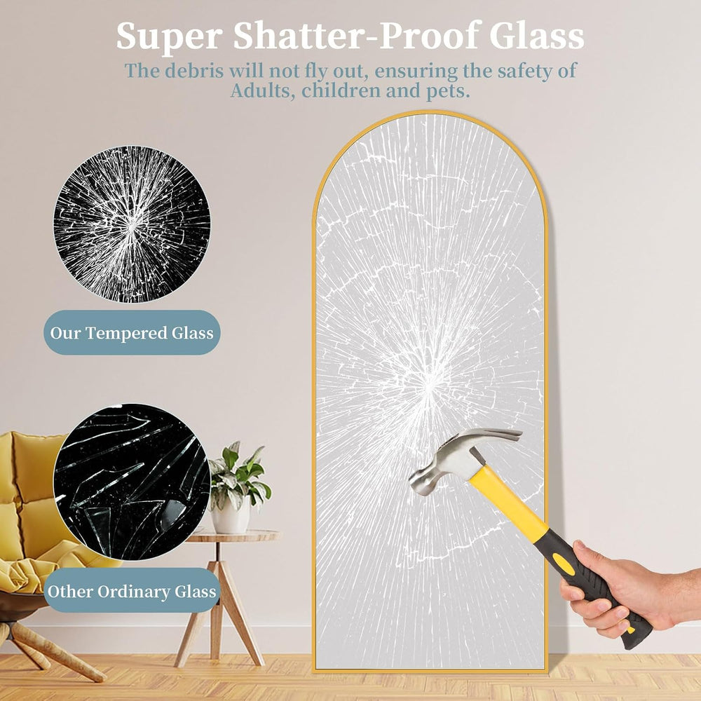 58"x19" Arched Full Length Mirror with Stand,Full Body Floor Mirror
