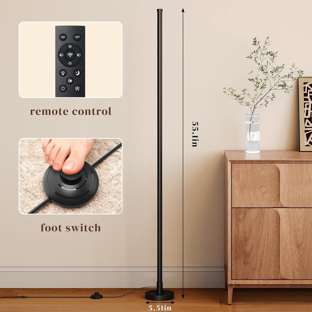 Corner Lamp, Minimalist Floor Lamp, Black, 56.7in, 1 Pack
