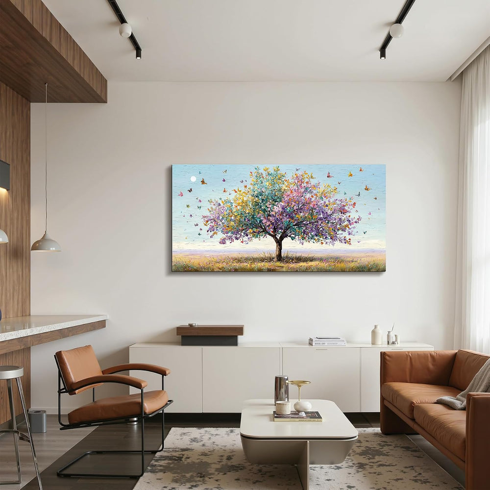 SERIMINO Butterfly Tree of Life Wall Art, Landscape Art Prints 20"x40"