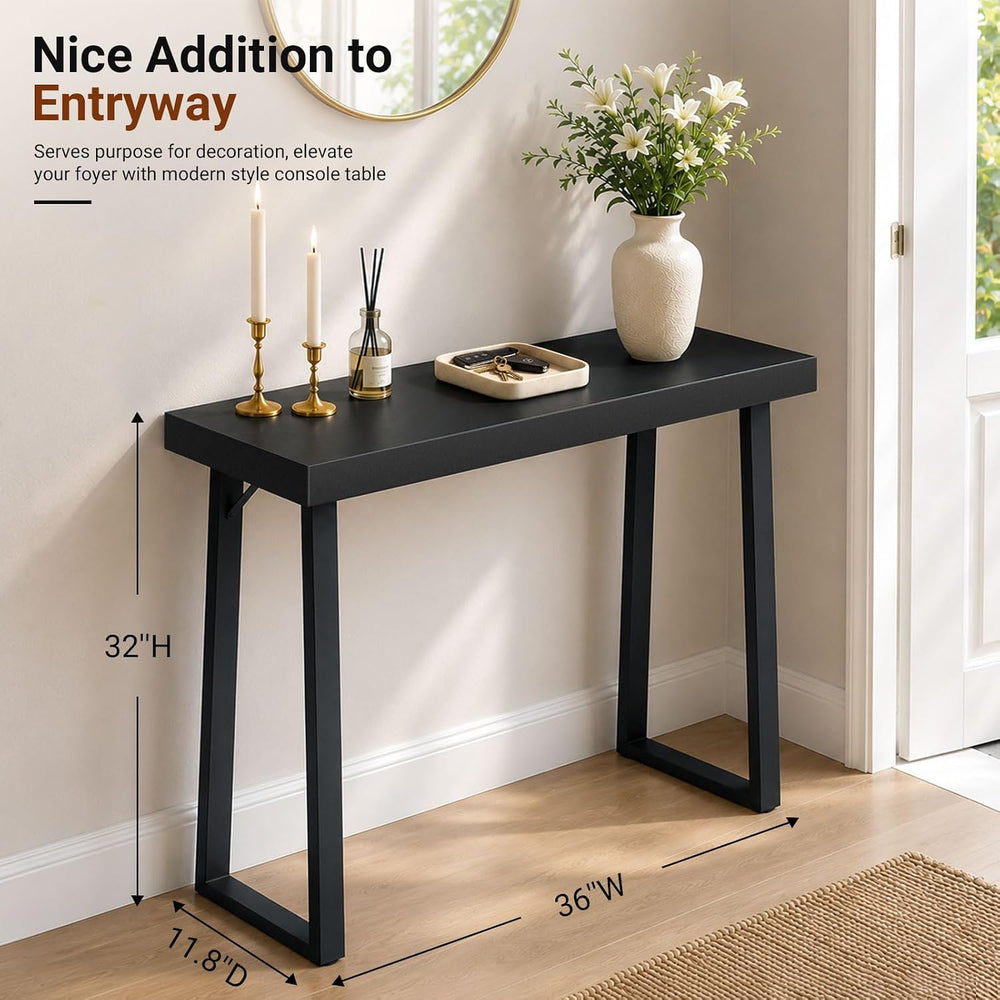 SLEEPING LAMB 36 Inch Small Entryway Table, Black Console Table for Hallway