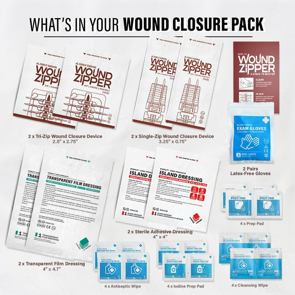 EVERLIT Wound Closure Pack | 4 Pcs Surgical Wound Zip Devices for Cut & L...