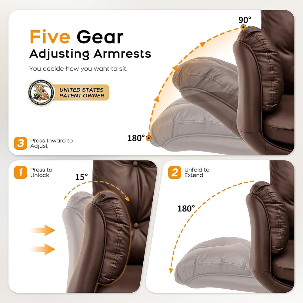 amseatec Big&Tall Office Chair,High Back Criss Cross Chair,5-Gear Armrests