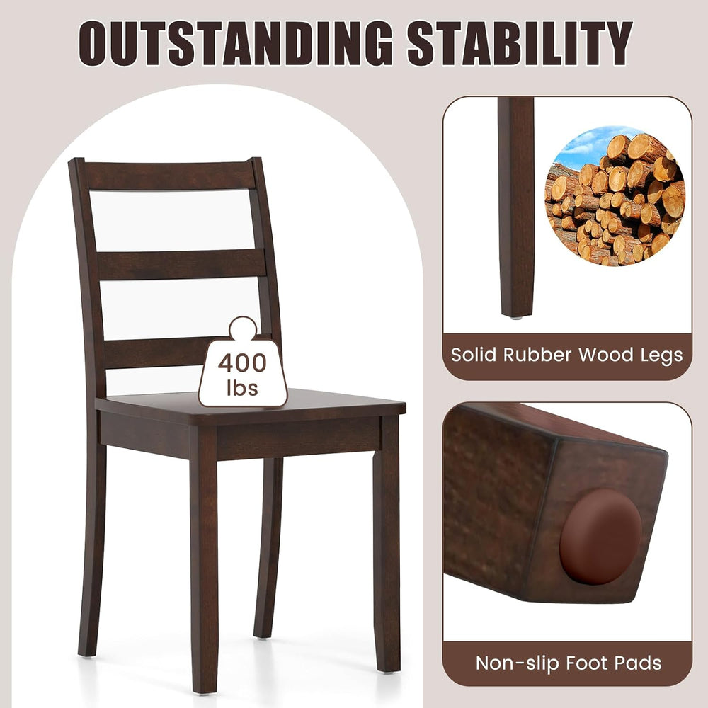 COSTWAY Dining Chairs Set of 4, Mid-Century Modern Wooden Chairs, Brown