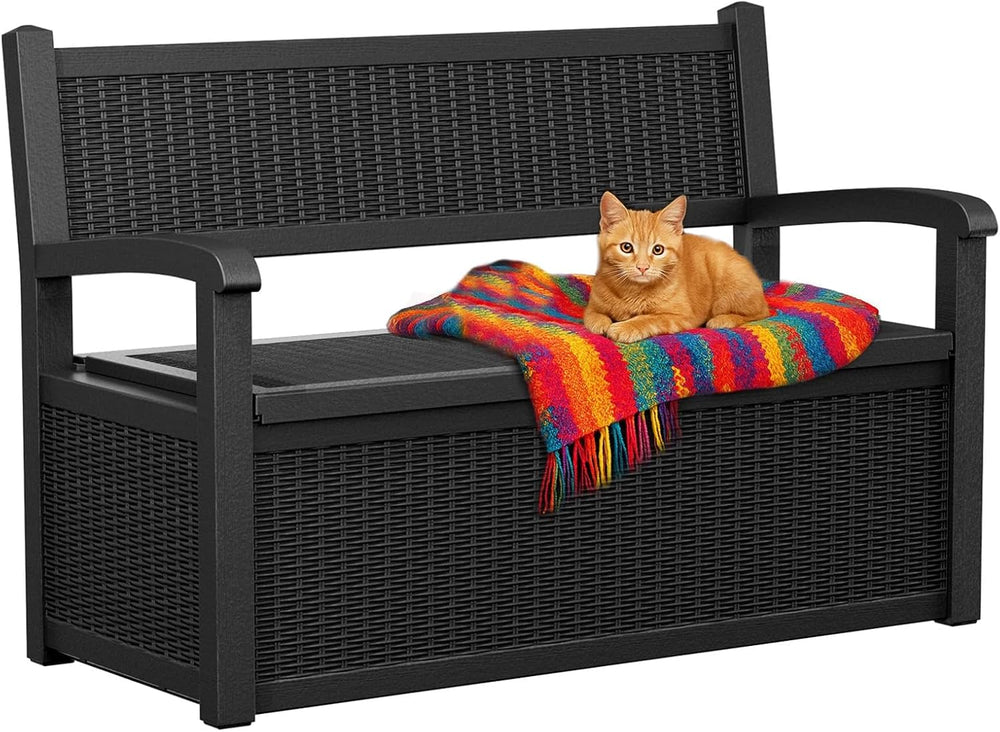 EasyUp 100 Gallon Outdoor Storage Bench Lockable Deck Box Outdoor Storage Box...