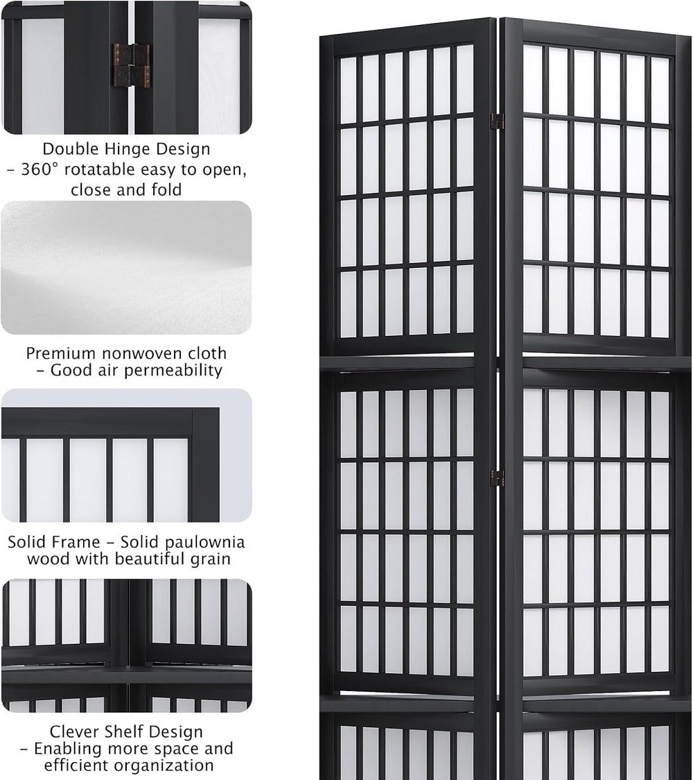 5.6FT Room Divider and Folding Portable Partition Screen, Chinese Japanese Sh...