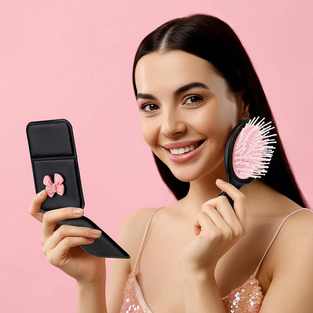 Amyhill 30 Pcs Coquette Bow Party Favor Compact Mirror Mini Hair Brush Travel...