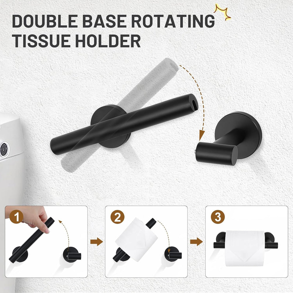 TURS Matte Black 5 Piece Bathroom Hardware Set, SUS304 Stainless Steel Bath T...