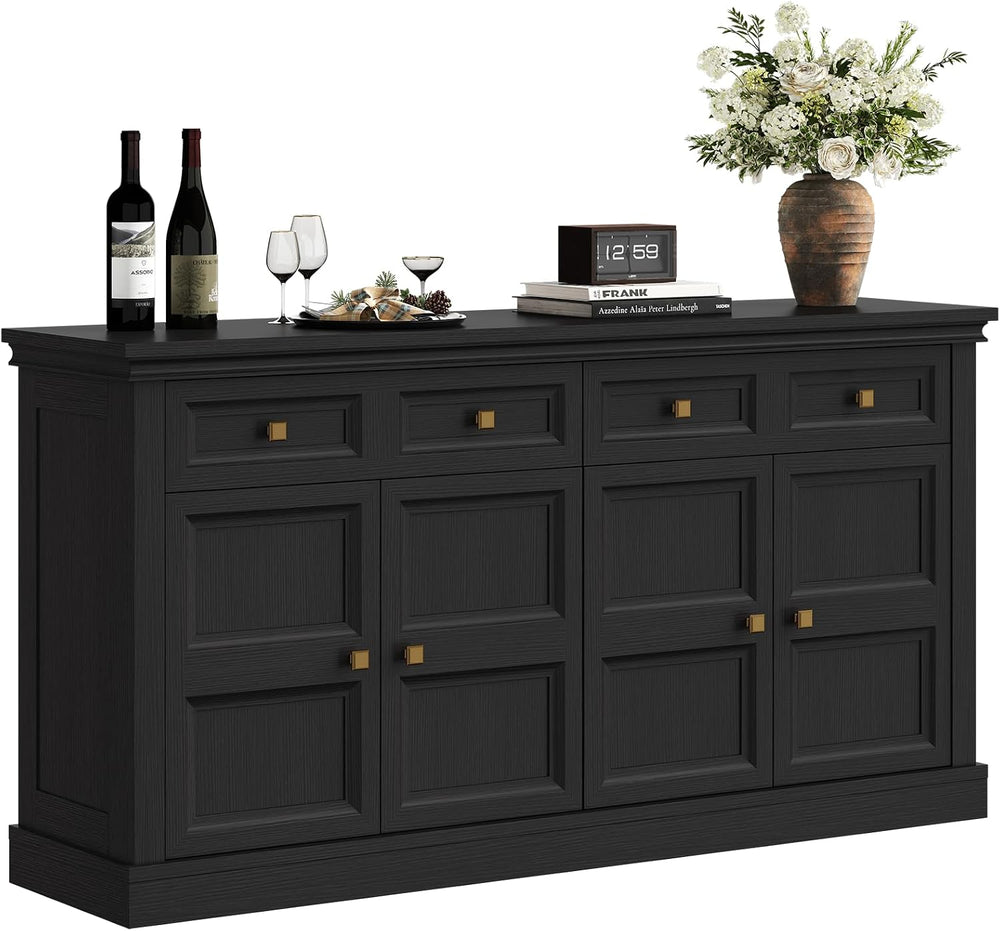 ONBRILL 63 Inch Buffet Cabinets with Storage, 4-Doors Sideboard Credenza