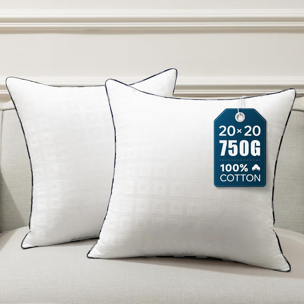 Phantoscope Throw Pillow Inserts with 100% Cotton Cover, 20x20 Inch, 2 Pack