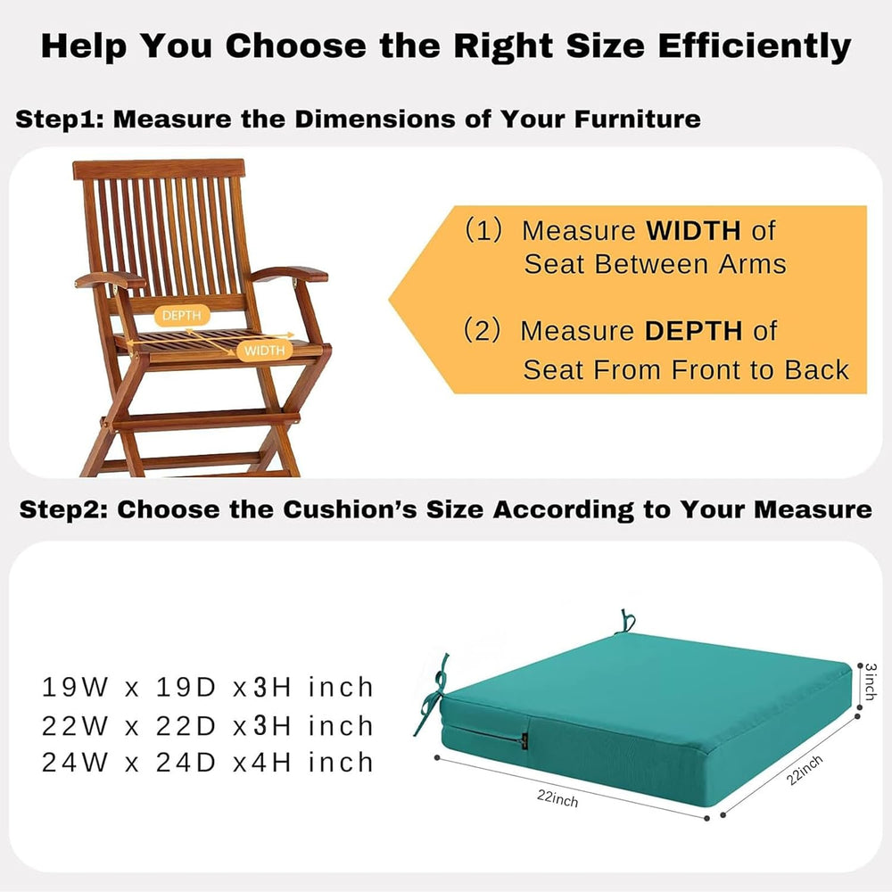 idee-home Outdoor Chair Cushions Set of 2, Waterproof Outdoor Seat Cushions