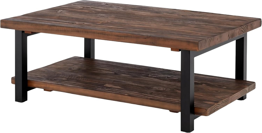 Alaterre Furniture Pomona Solid Wood Coffee Table, Rustic Brown, 48”