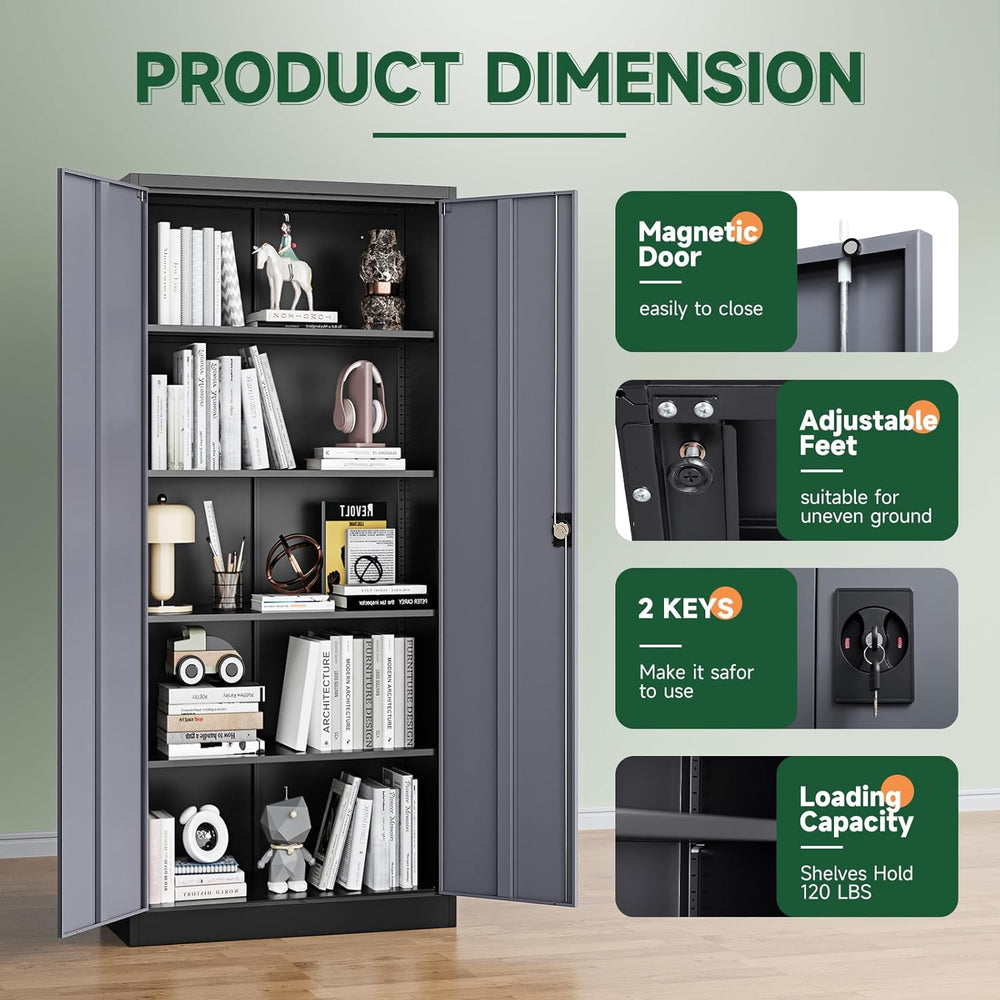 Letaya Metal Garage Storage Cabinets with Lock Door and Adjustable Shelves, S...