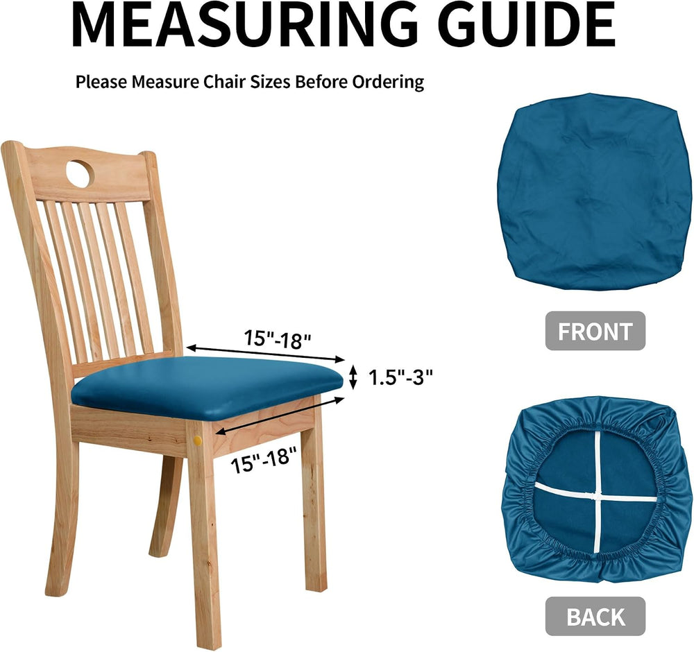 Easy-Going Waterproof PU Leather Seat Covers for Dining Room Chairs Set of 4