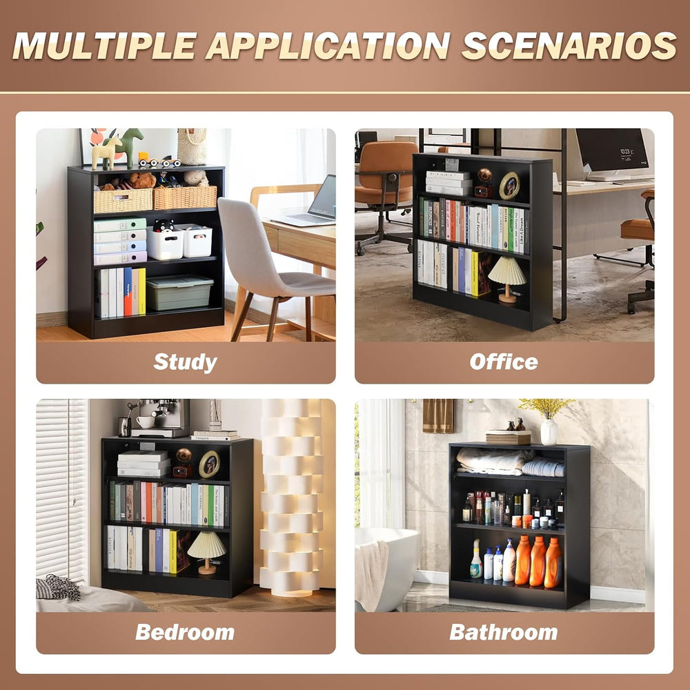 IRONMIX Metal Open Bookcase, 3-Tier Bookshelf with Adjustable Shelves