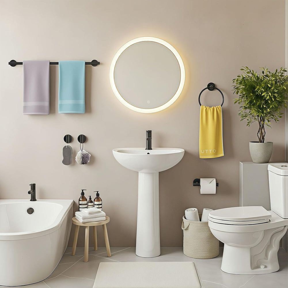 5-Piece Matte Black Bathroom Hardware Set, Towel Racks Set for Bathroom SUS30...