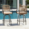 Outdoor Wicker Bar Stools Set of 2, Patio Bar Swivel Chairs