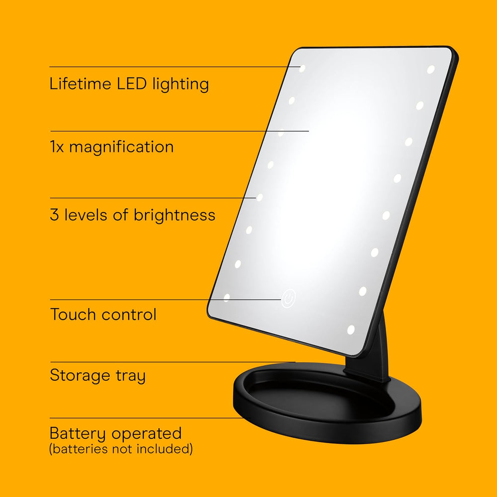 Conair Lighted Makeup Mirror, LED Vanity Mirror with Storage Base, Battery Op...