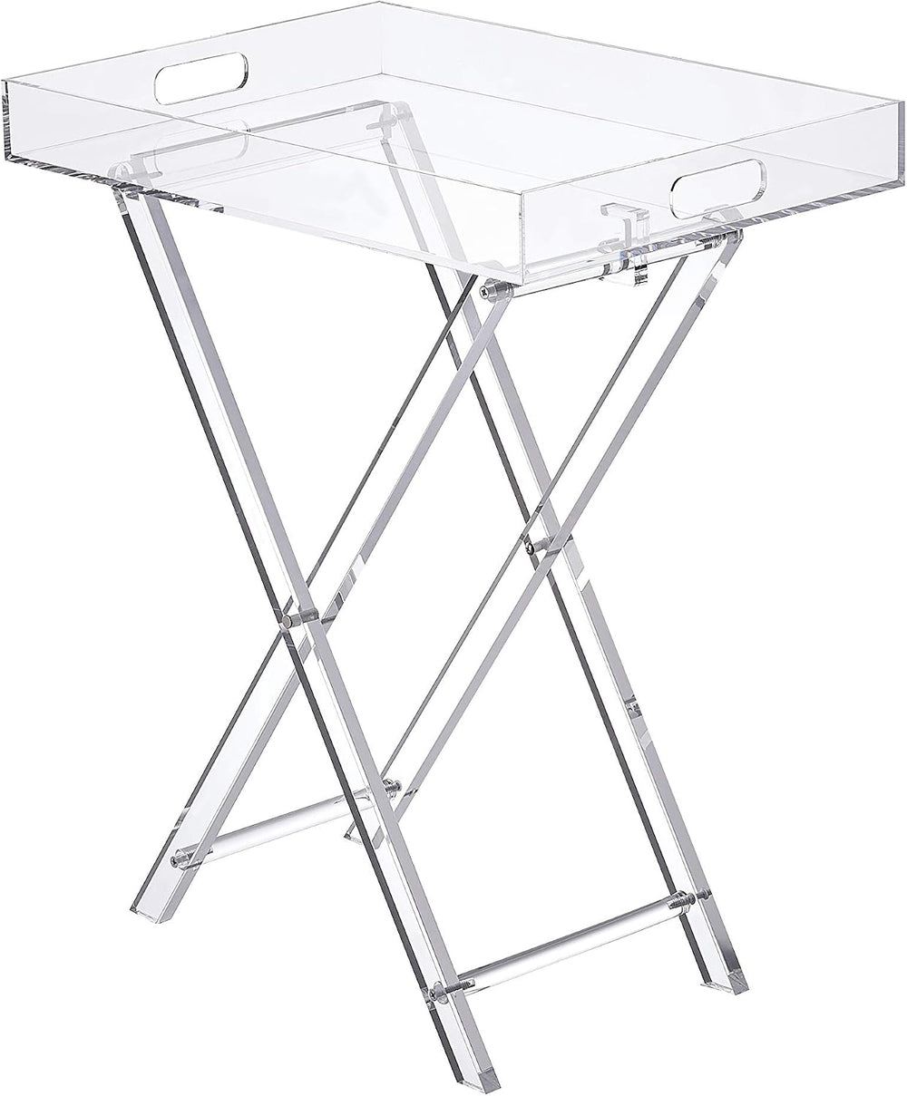 Clear Acrylic Folding Tray Side Table, Lucite Small End Table