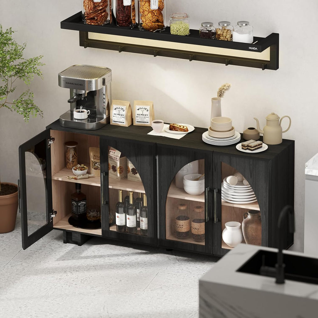 JOINICE 63” Sideboard Buffet Cabinet with Storage for Dining Room,Black