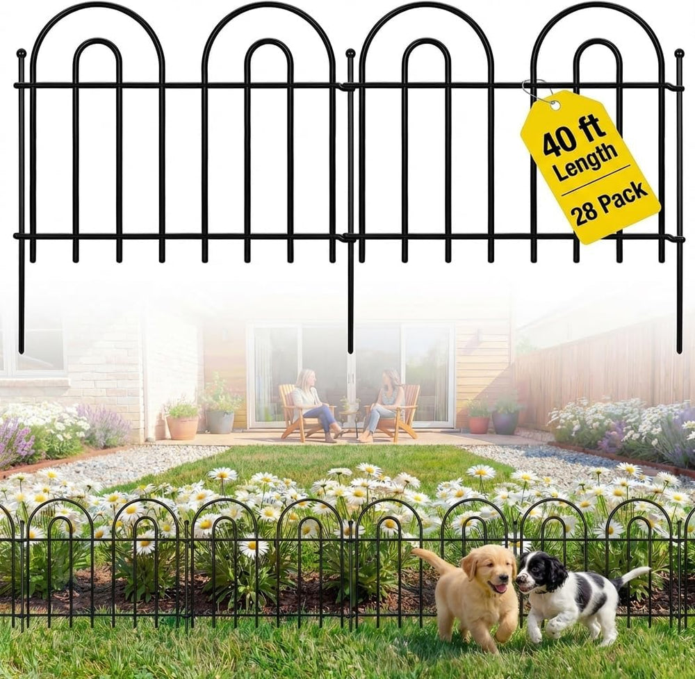 28 Pack 40ft x 13in Decorative Garden Fence Panels - Animal Barrier No Dig Fe...