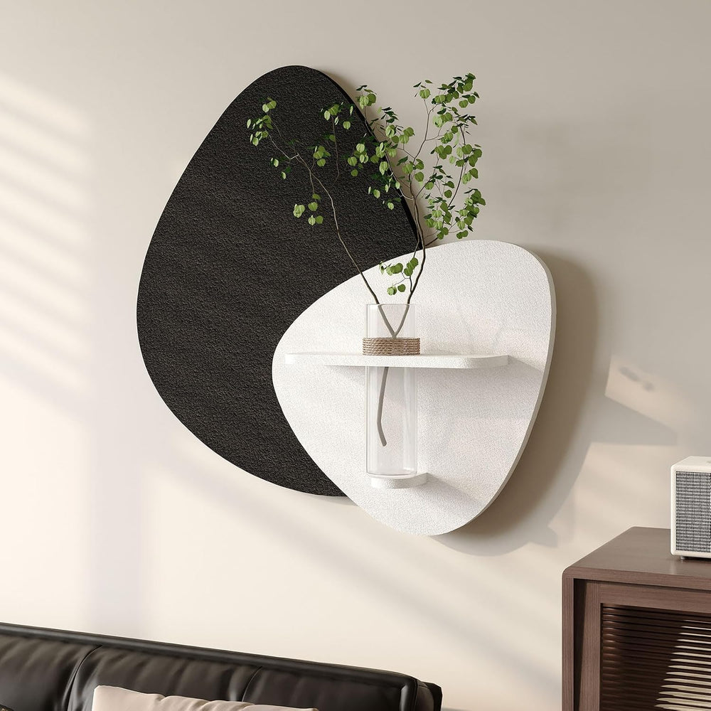 Cuspin 3D Textured Black and White Wall Art with Vase and Shelf, 1 Piece