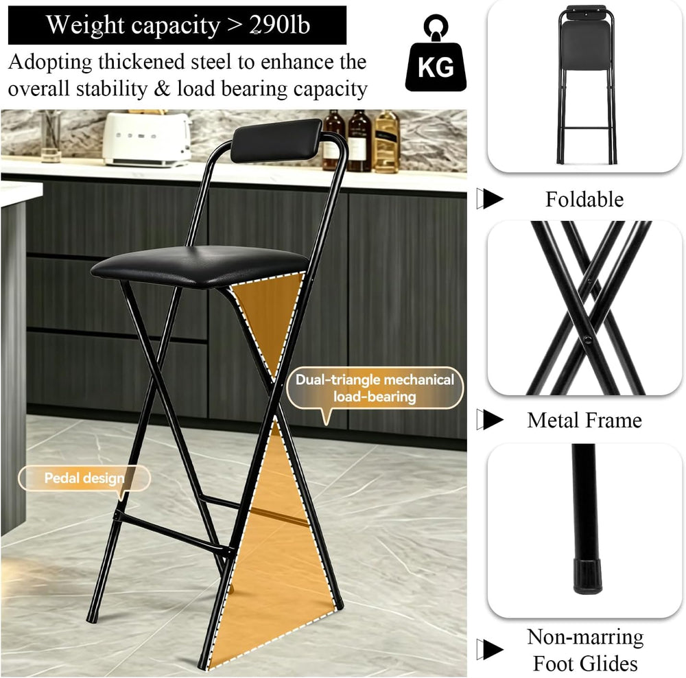 Folding Stool with Back,1Pcs Tall Foldable Stool 29.5 Inch