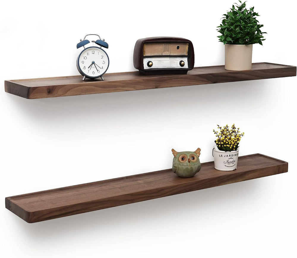 Axeman 36 Inch Solid Walnut Wood Floating Shelves, 6inch Deep Wall Shelves