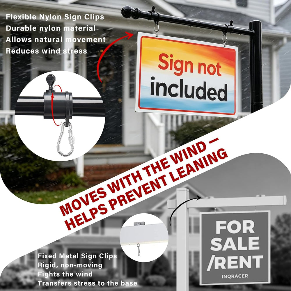 Real Estate Sign Post For Outside - Heavy Duty Metal Yard Sign Stand Pole wit...