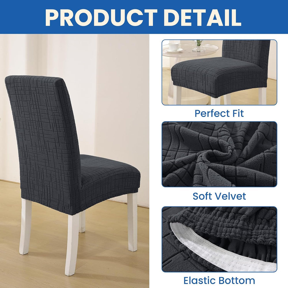 Stretch Chair Covers for Dining Chairs Set of 6, Charcoal Gray