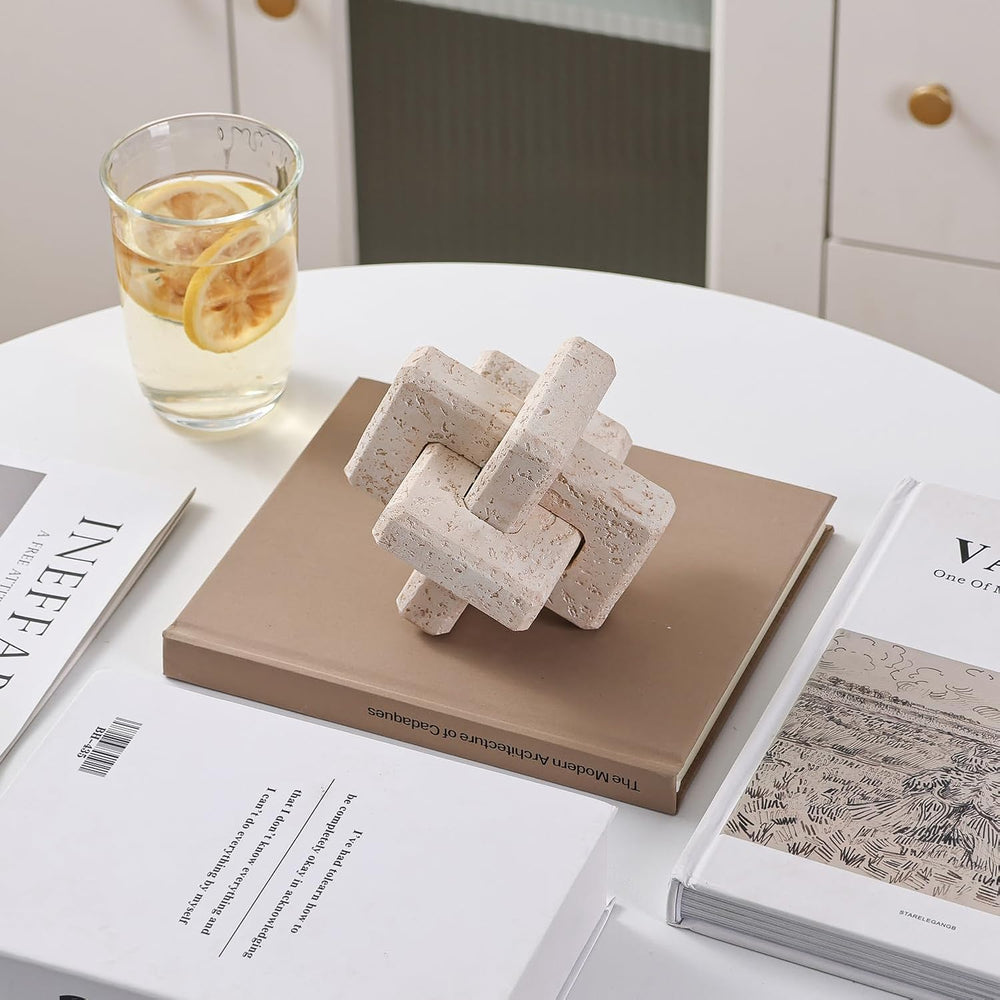 3-Link Knot Resin Travertine Decor, Coffee Table Book Shelf Decoration