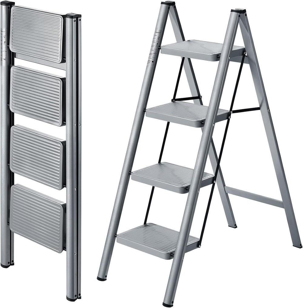 XinSunho 4 Step Ladder, Steel Folding Step Stool with 330lbs Heavy Duty
