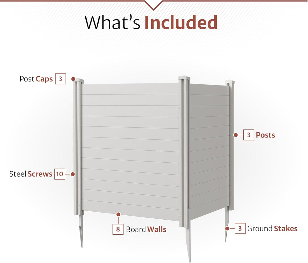 Enclo Premium White Vinyl Privacy Screen, DIY No Dig Kit