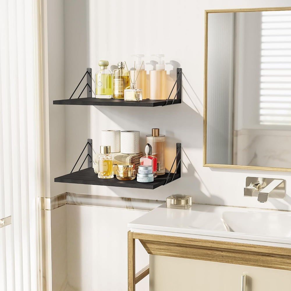 Love-KANKEI Wide Deep Floating Wall Shelves Set of 2,16"x12",Wood,B...