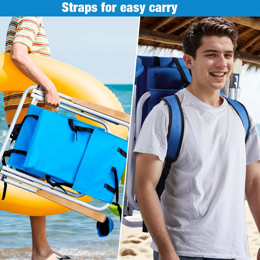 Outvita Folding Beach Chair Adjustable Headrest w/4 Flexible Tilt Angle 2