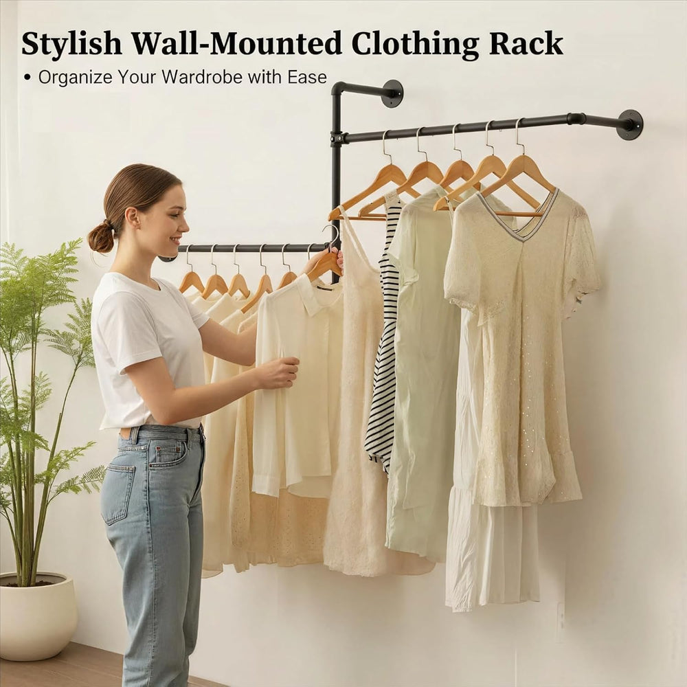 Industrial Pipe Clothing Rack, Wall Clothes Rack, Hanging Rod, Garment Rack