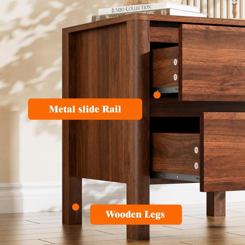 Furniway Mid Century Coffee Table Set, Living Room Table Set of 3 with Slidin...
