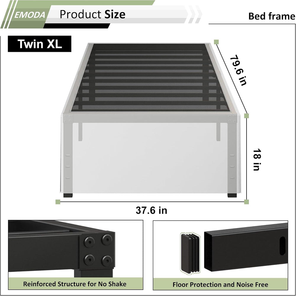 EMODA 18 Inch Twin XL Bed Frames with White Cover