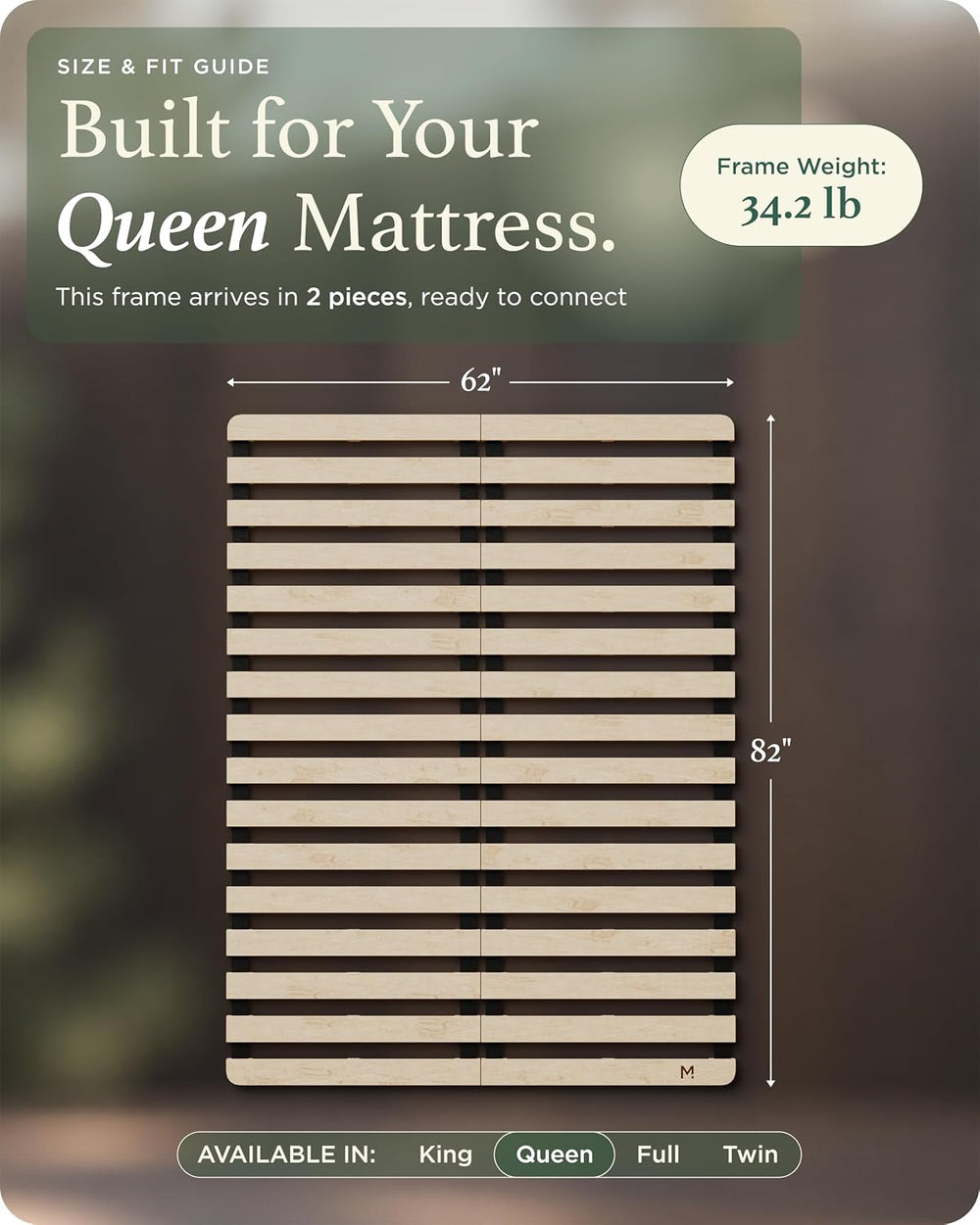 Floor Bed Frame Queen Size (62x82) – Foldable Japanese Futon Bed Frame