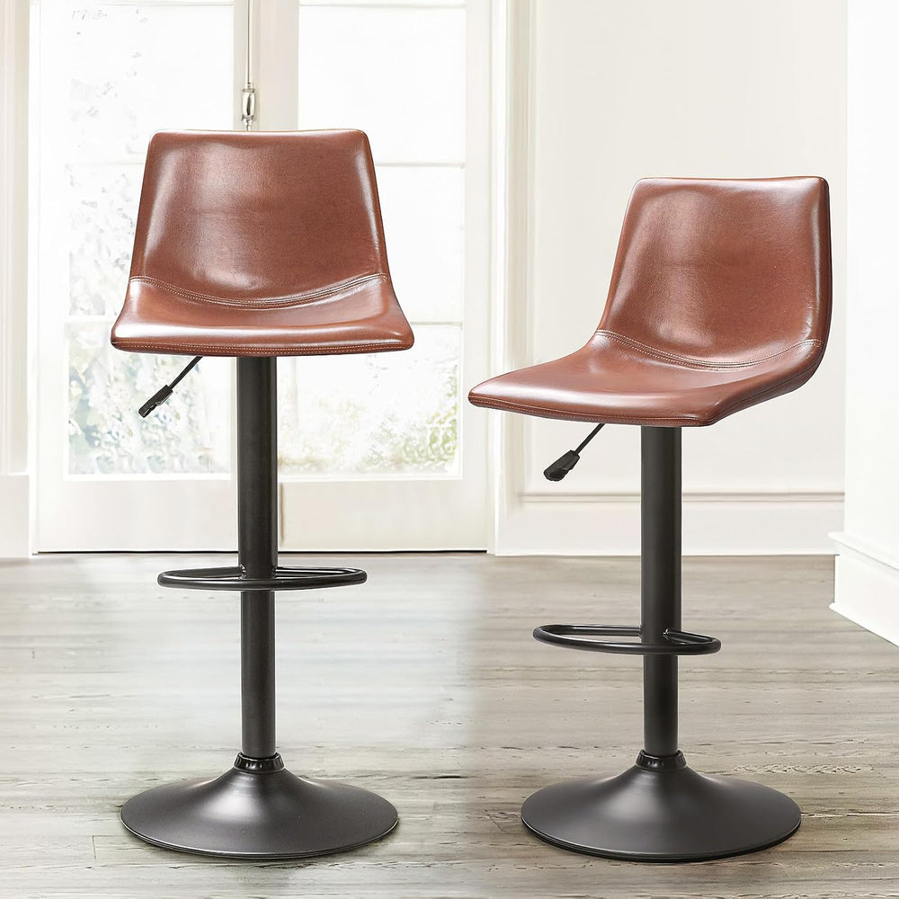 Waleaf Adjustable Bar Stools Set of 4, Modern Faux Leather Swivel Barstools