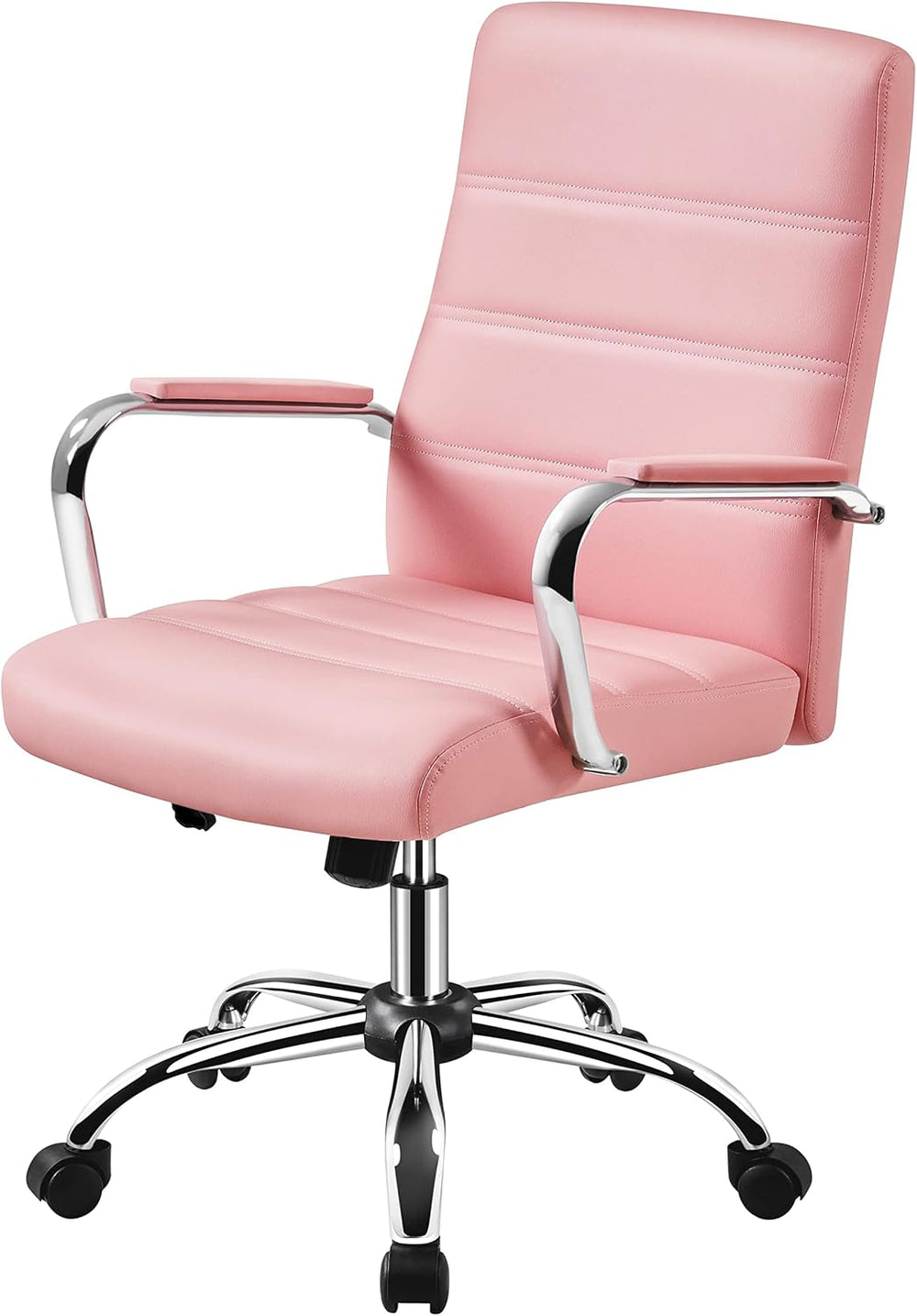 Yaheetech Pink Office Executive Chair PU Leather Swivel Rocking Desk Seat
