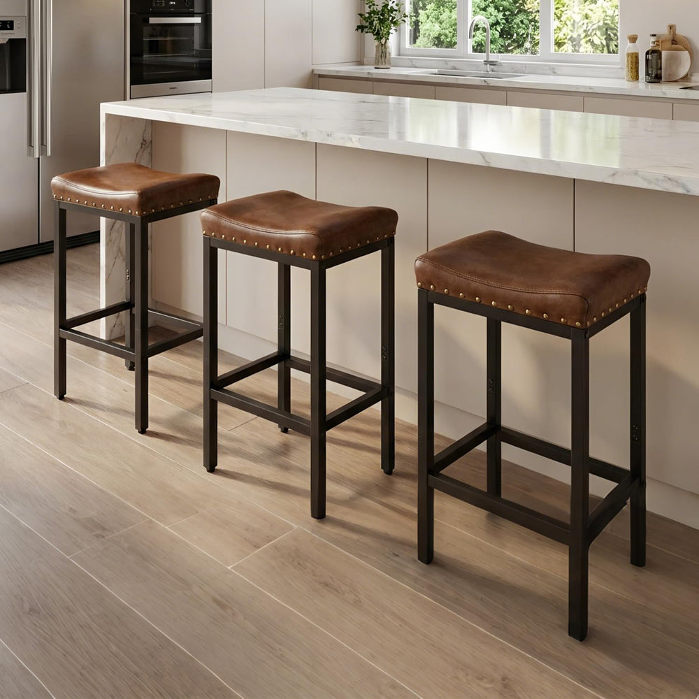 Forteek 30'' Bar Stools Set of 2, Counter Height Barstools with Nailhead