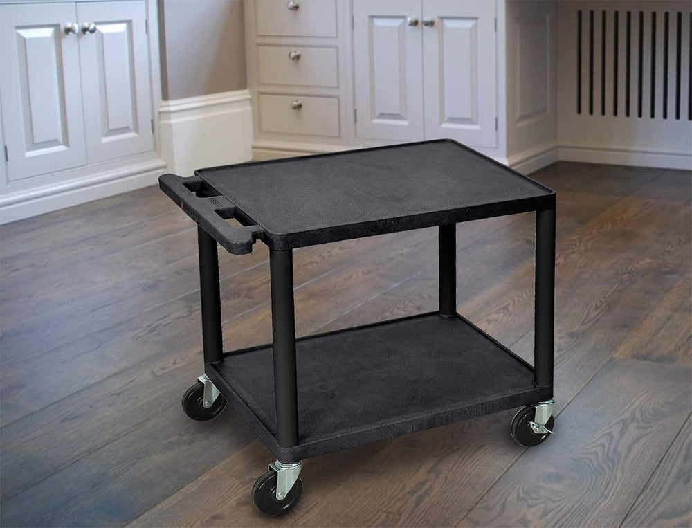 Luxor 26" H Black 2 Shelf A/V Multipurpose Utility Cart