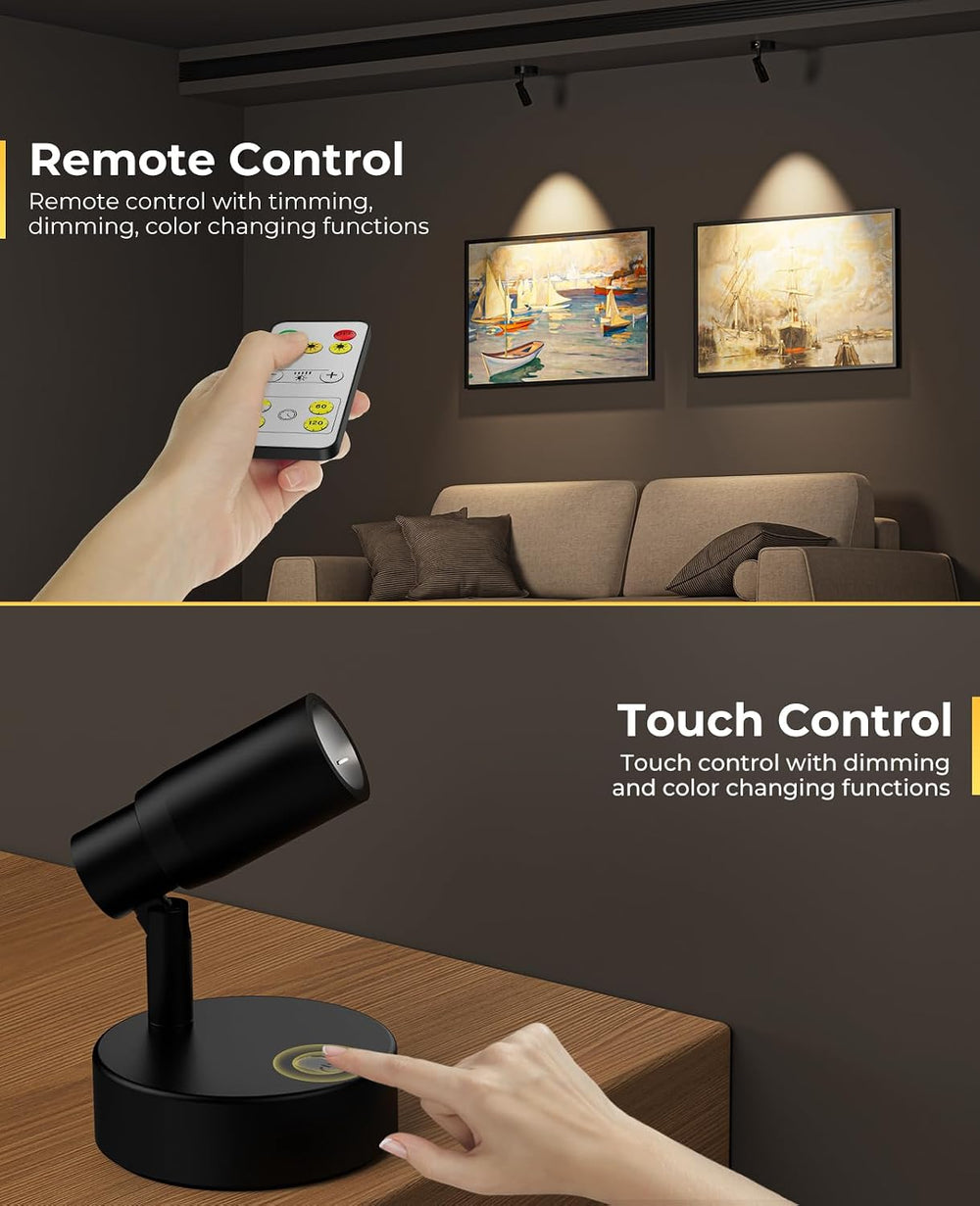 PESUTEN Zoomable Spot Lights Indoor, Rechargeable Picture Light with Remote, ...