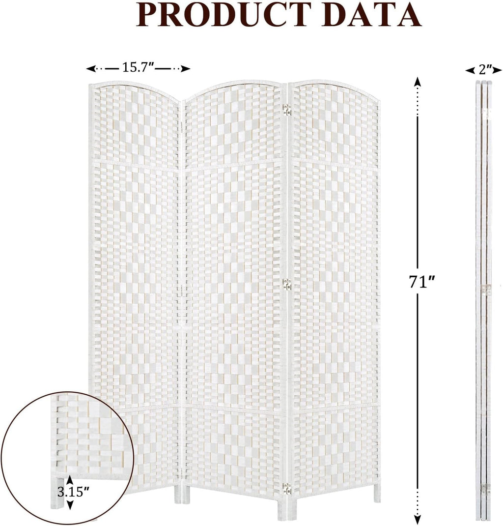 HALLYBEE Room Divider Panel,3 Panel Partition Room Dividers Screen, White