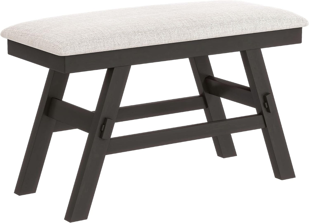 Merax 6-Piece Wood Counter Height Dining Table Set with Storage Shelf, Rustic Dining Table Set with Upholstered Chairs and Bench for 4-6, Espresso+Beige