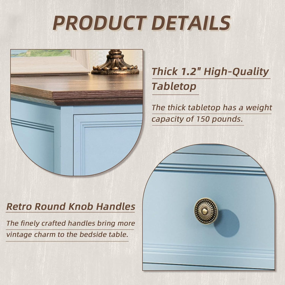 Joaxswe 24" Wide Farmhouse Night Stand,Large End Table with 3 Drawers &a...